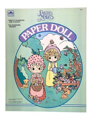 Vintage Precious Moments Paper Doll Book 1992 Golden Book New With Receipt Dog